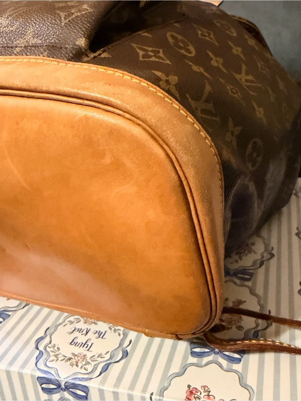 Louis Vuitton GM Brown Monogram Canvas Backpack with Tan Trim - Picture 4 of 17